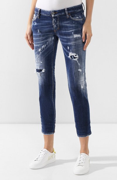 Укороченные джинсы DSQUARED2 синего цвета по цене 30900 руб., арт. S72LB0238/S30342, фото 3 Укороченные джинсы DSQUARED2, арт. S72LB0238/S30342, фото 3
