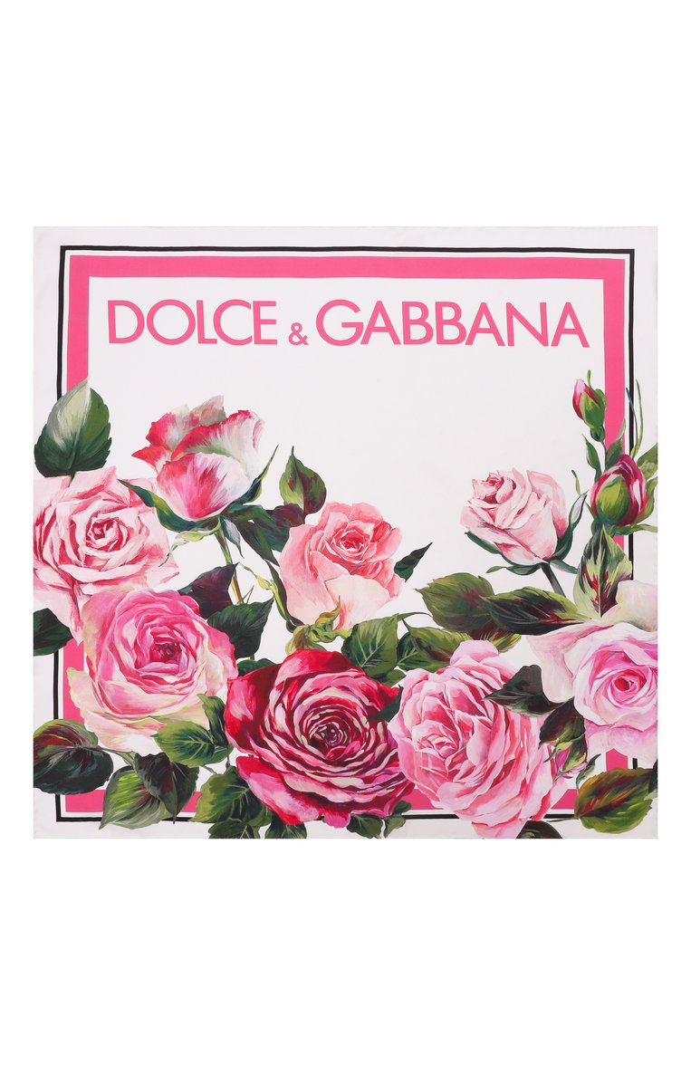 Женский шелковый платок DOLCE & GABBANA разноцветного цвета, арт. FN092R/GDCUH | Фото 4 (Нос: Не проставлено; Материал: Шелк, Текстиль; Принт: С принтом)