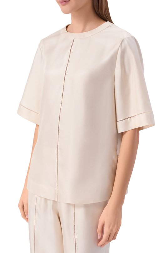 Шелковый топ Loulou de Saison HAVANA Кремовый  HAVANA Фото 3