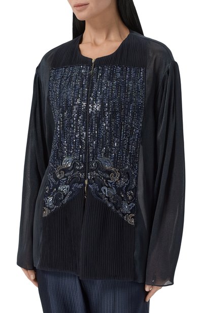Блузка с отделкой пайетками GIORGIO ARMANI темно-синего цвета по цене 929500 руб., арт. GW004343/AF29150, фото 3 Блузка с отделкой пайетками GIORGIO ARMANI, арт. GW004343/AF29150, фото 3