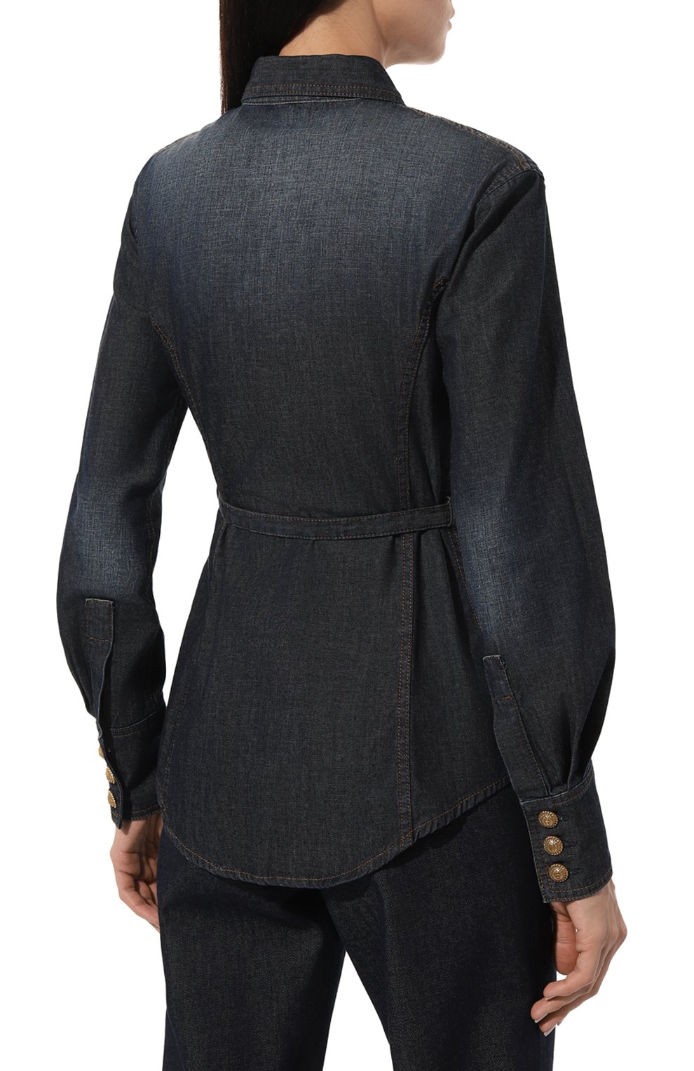 Джинсовая рубашка BALMAIN темно-синего цвета по цене 162500 руб., арт. BF0HC060DD63, фото 4 Джинсовая рубашка BALMAIN, арт. BF0HC060DD63, фото 4