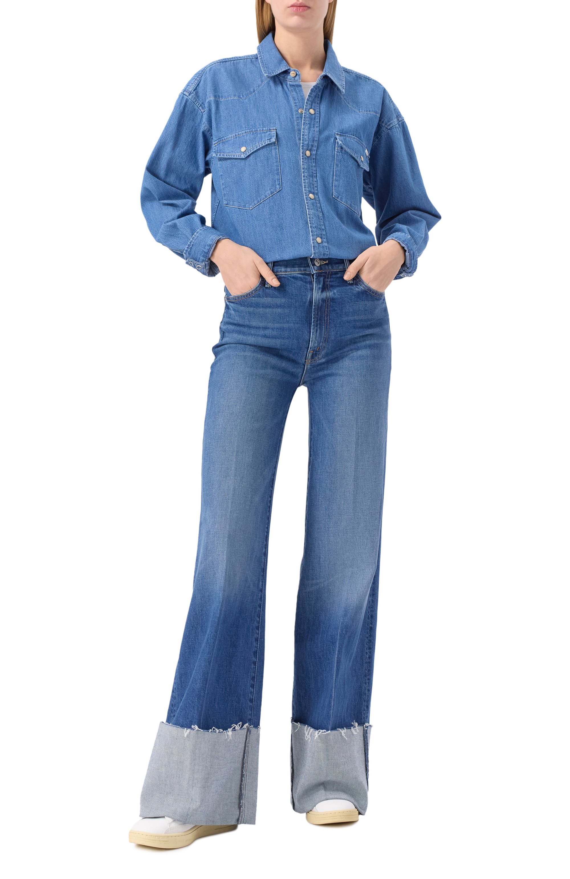 Джинсы the hustler roller heel cuff fray MOTHER, арт. 10937-259, фото 2