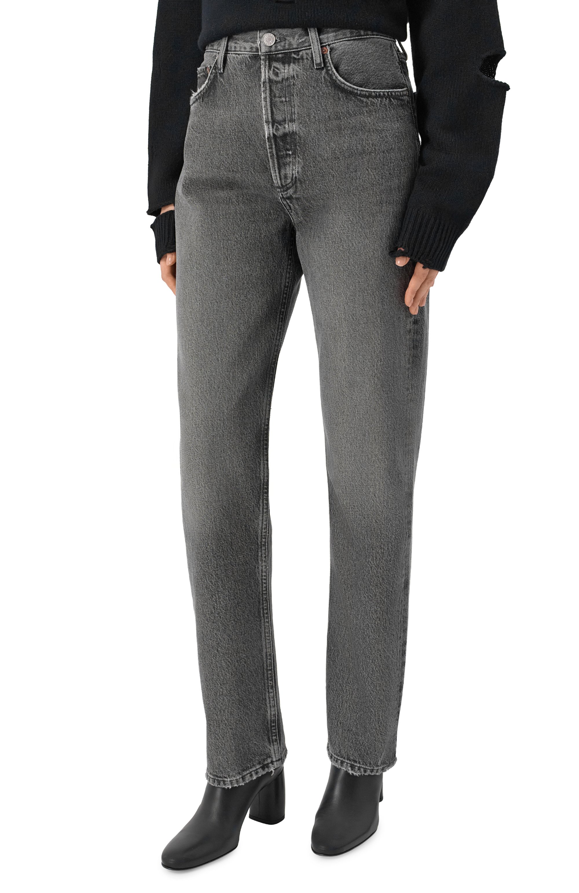 Джинсы 90's pinch waist AGOLDE серого цвета по цене 52400 руб., арт. A9187B1346, фото 3 Джинсы 90's pinch waist AGOLDE, арт. A9187B1346, фото 3