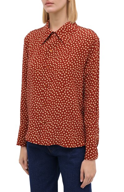 Шелковая рубашка SAINT LAURENT красного цвета по цене 96050 руб., арт. 626928/Y3B46, фото 3 Шелковая рубашка SAINT LAURENT, арт. 626928/Y3B46, фото 3