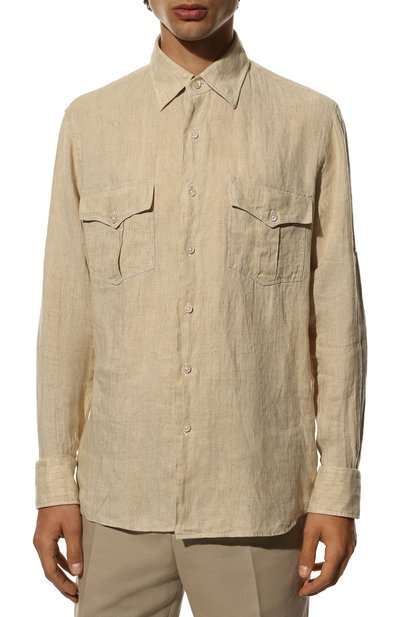 Льняная рубашка ALESSANDRO GHERARDI бежевого цвета по цене 24750 руб., арт. ARMY/6869, фото 3 Льняная рубашка ALESSANDRO GHERARDI, арт. ARMY/6869, фото 3