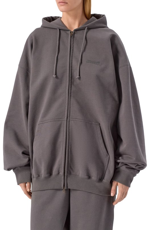 Хлопковая толстовка VETEMENTS UH76ZU160M Серый  UH76ZU160M Фото 3