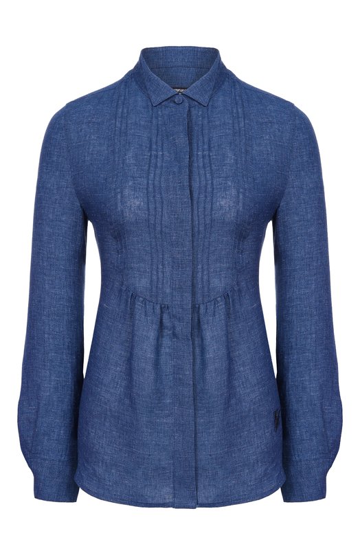 Рубашка изо льна и вискозы Emporio Armani EW003736/TE10381 Синий EW003736/TE10381