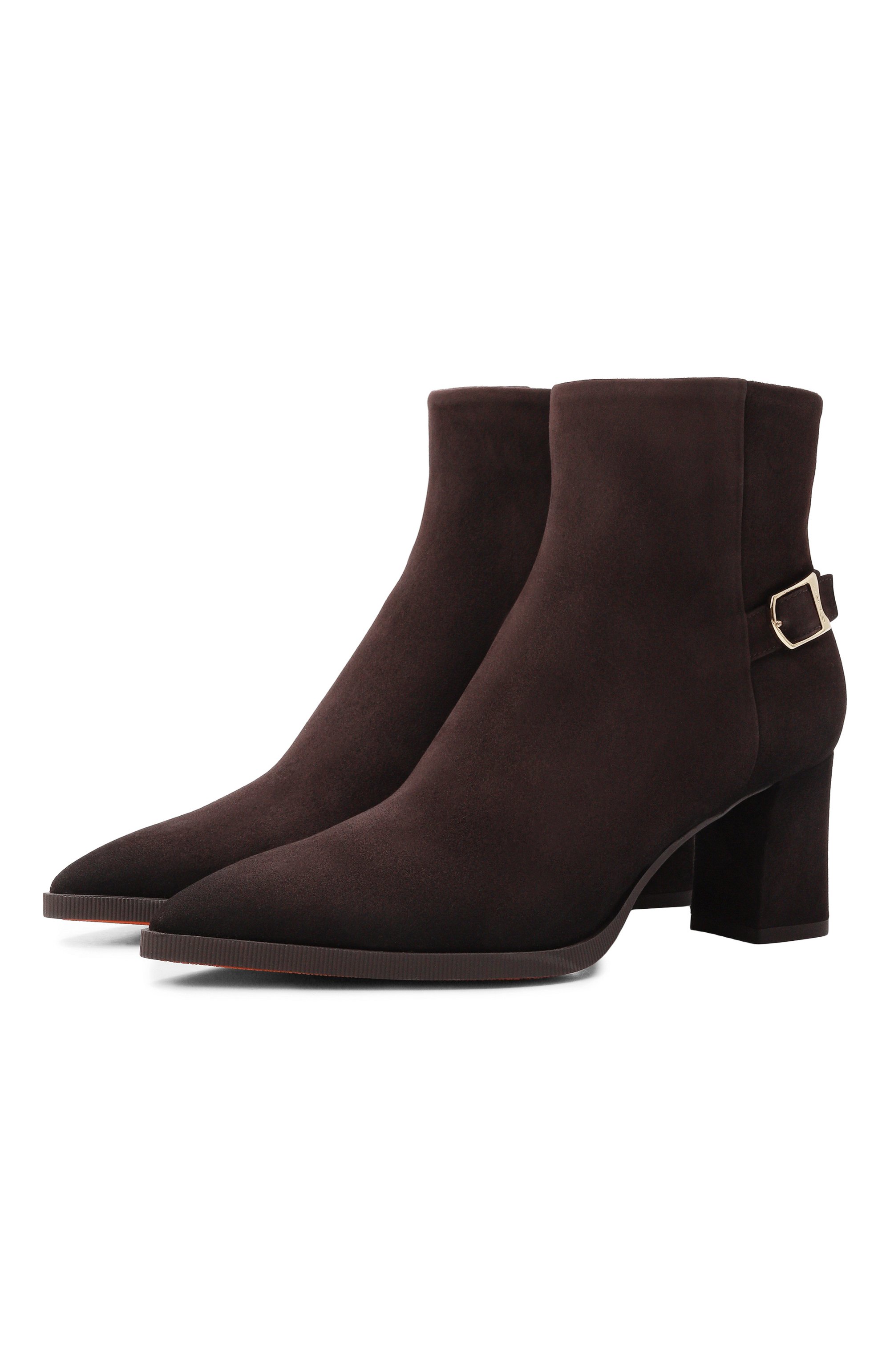 Замшевые ботильоны SANTONI темно-коричневого цвета по цене 118000 руб., арт. WTEG71846PC4NMGS, фото 1 Замшевые ботильоны SANTONI, арт. WTEG71846PC4NMGS, фото 1