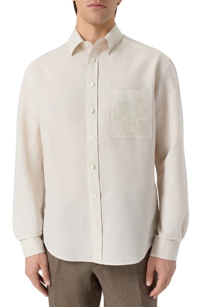 Рубашка изо льна и хлопка CANALI, арт. CSL204R/GL03647, фото 3