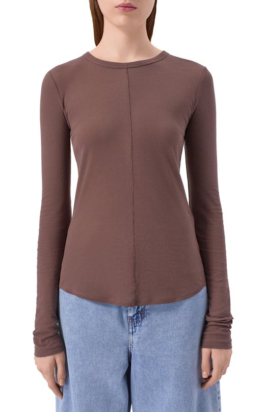 Хлопковый лонгслив Weekend Max Mara VINCITA Коричневый  VINCITA Фото 3