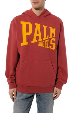 Мужской хлоп�ковое худи PALM ANGELS красного цвета, арт. PMBB117F23FLE0022876 | Фото 3 (Рукава: Длинные; Длина (для топов): Стандартные; Принт: С принтом; Мужское Кросс-КТ: Худи-одежда; Материал сплава: Проставлено; Материал внешний: Хлопок; Стили: Спорт-шик; Драгоценные камни: Проставлено)