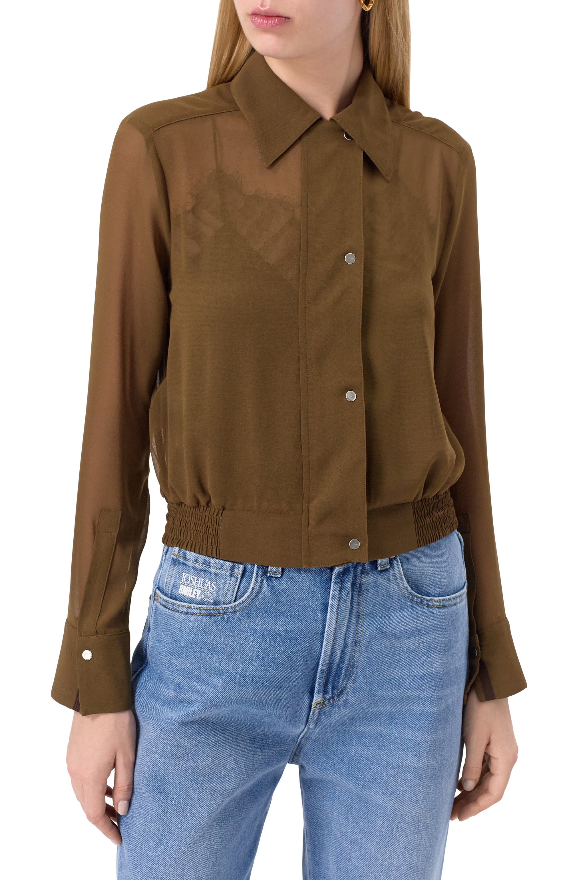 Блузка PINKO хаки цвета по цене 26000 руб., арт. 104787/A21F, фото 3 Блузка PINKO, арт. 104787/A21F, фото 3