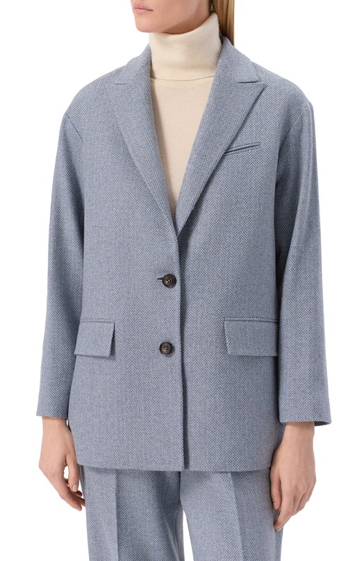 Шерстяной жакет Kiton D53502S0692002 Голубой  D53502S0692002 Фото 3