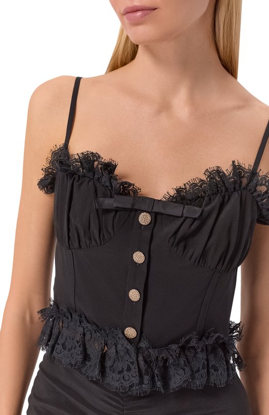 Шелковый топ Alessandra Rich FABX4320/F3057 Чёрный  FABX4320/F3057 Фото 5