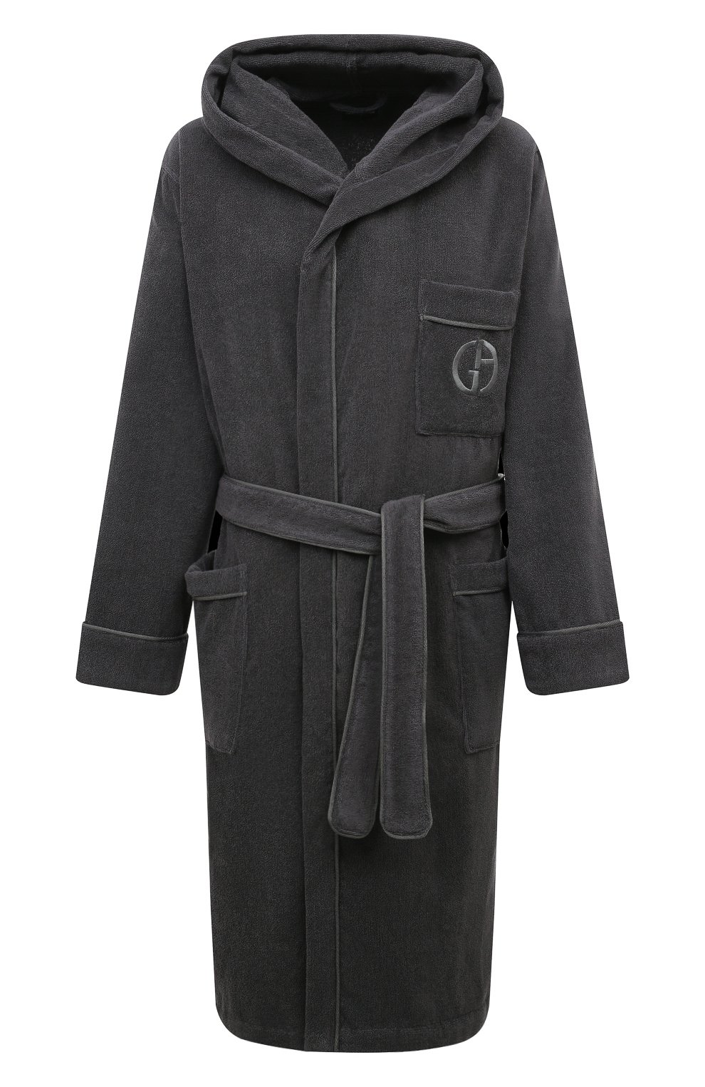 Хлопковый халат GIORGIO ARMANI темно-серого цвета по цене 56700 руб., арт. 200387/CC947, фото 1 Хлопковый халат GIORGIO ARMANI, арт. 200387/CC947, фото 1