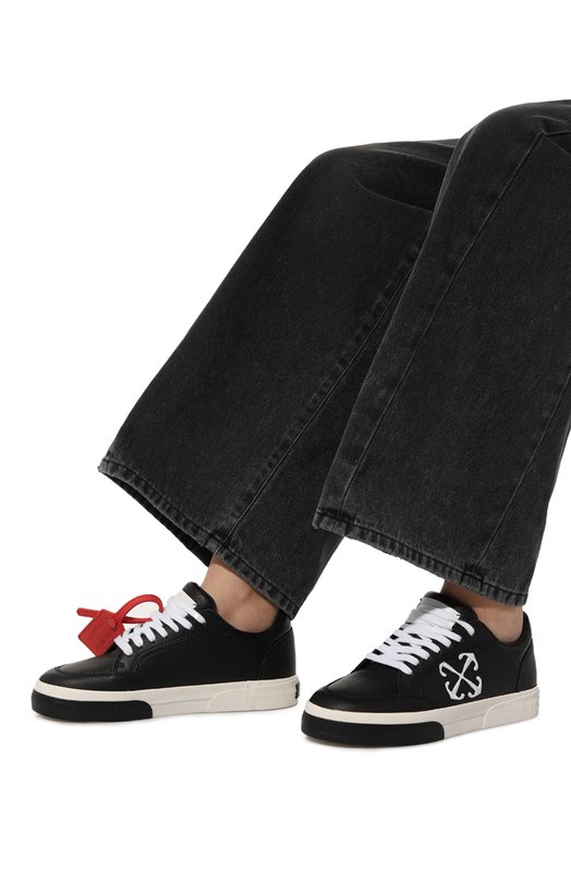 Кожаные кеды Vulcanized Off-White 0WIA288S24LEA001 Чёрный  0WIA288S24LEA001 Фото 3