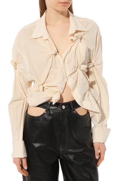 Хлопковая блузка JACQUEMUS, арт. 22H223SH027/1061OFFWHITE, фото 3