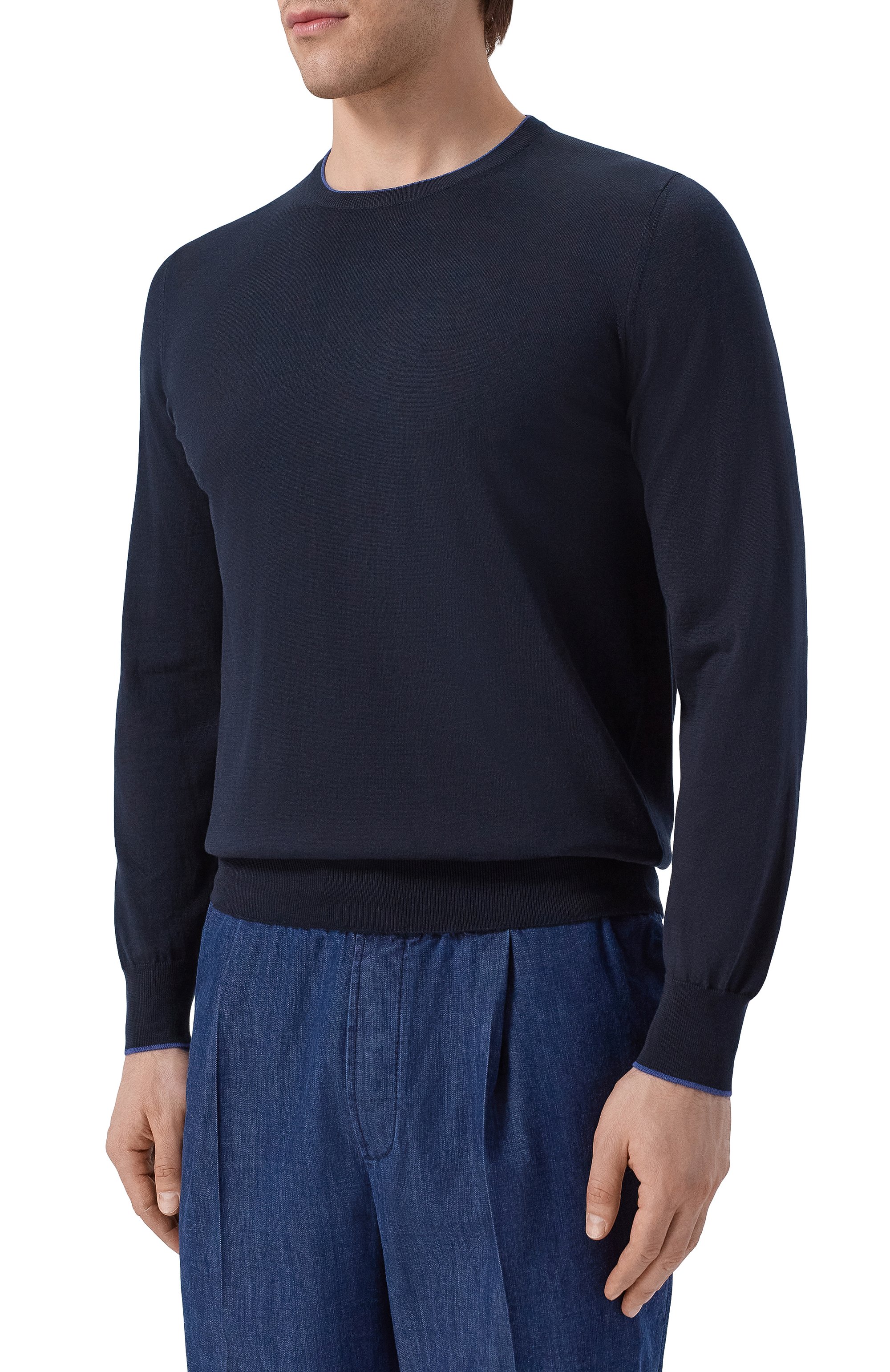 Джемпер из шелка и хлопка GRAN SASSO темно-синего цвета по цене 38650 руб., арт. 43167/16290, фото 3 Джемпер из шелка и хлопка GRAN SASSO, арт. 43167/16290, фото 3