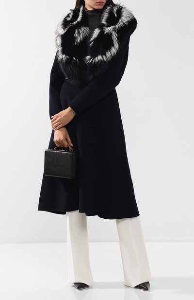 Шерстяное пальто с меховым воротником YVES SALOMON, арт. 9WYM01119CBRD, фото 2