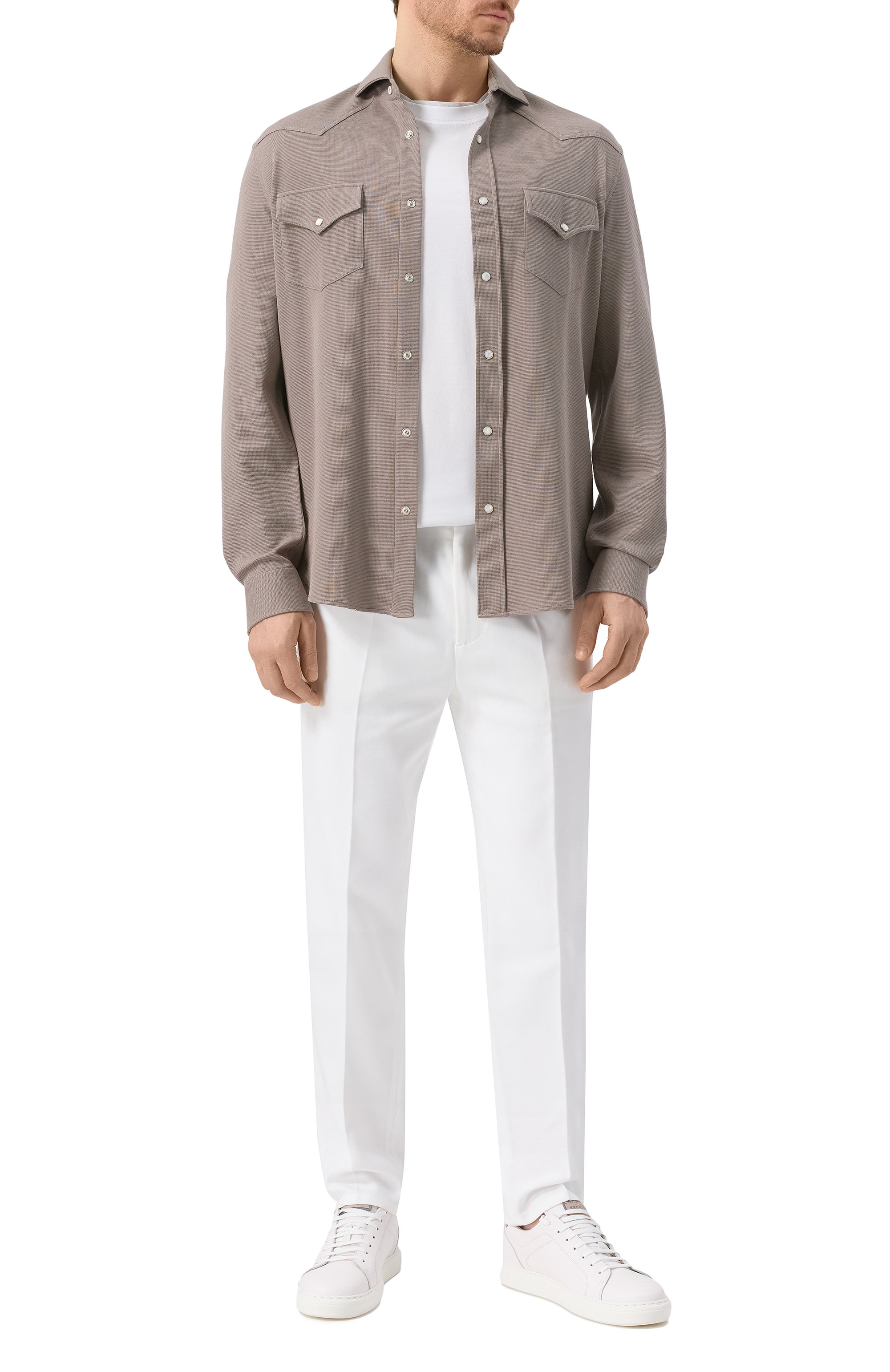 Рубашка из хлопка и шелка BRUNELLO CUCINELLI, арт. MW8666666, фото 2