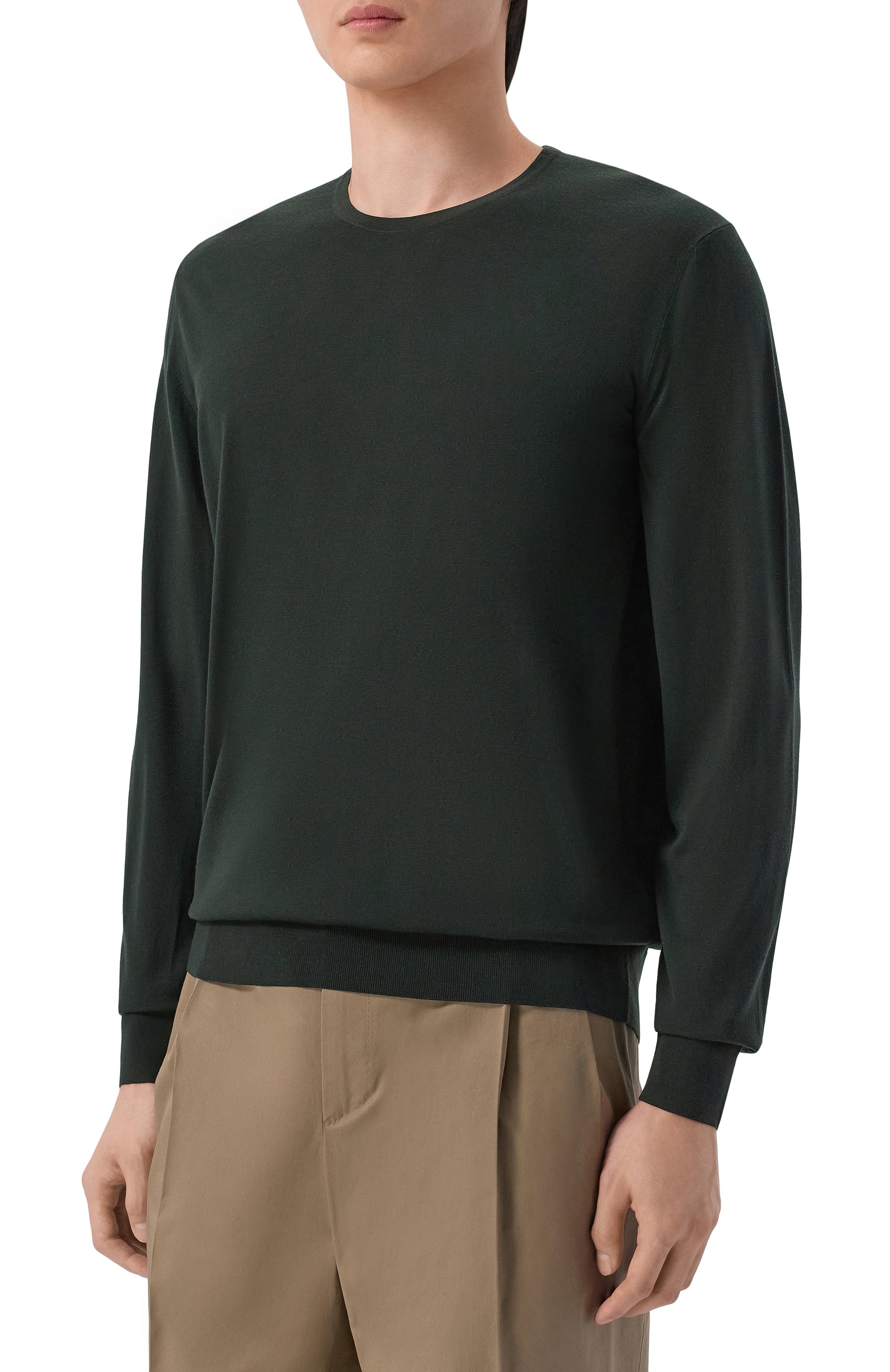 Шерстяной джемпер LORO PIANA темно-зеленого цвета по цене 151000 руб., арт. FAI1916, фото 3 Шерстяной джемпер LORO PIANA, арт. FAI1916, фото 3