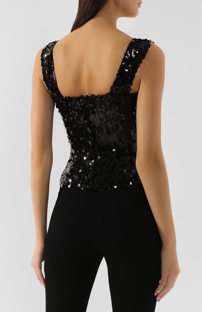 Топ с пайетками DOLCE & GABBANA черного цвета по цене 196500 руб., арт. F71J4T/FLSA8, фото 4 Топ с пайетками DOLCE & GABBANA, арт. F71J4T/FLSA8, фото 4