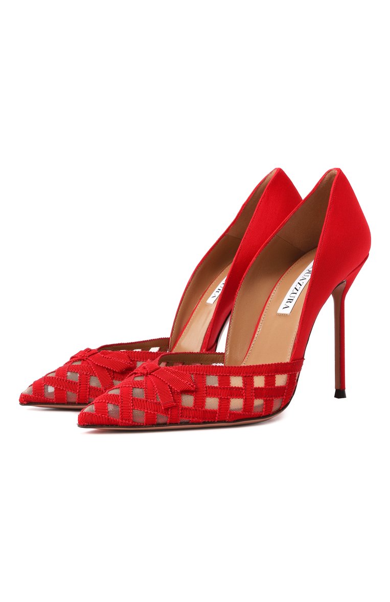 Женские красные текстильные туфли romance 105 AQUAZZURA купить в ...
