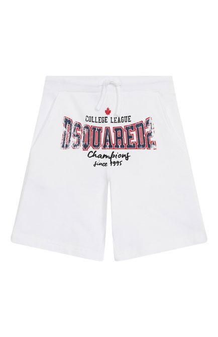 Детские хлопковые шорты DSQUARED2 белого цвета, арт. DQ2752/D0ACC | Фото 1 (Материал внешний: Хлопок; Материал сплава: Проставлено; Нос: Не проставлено)