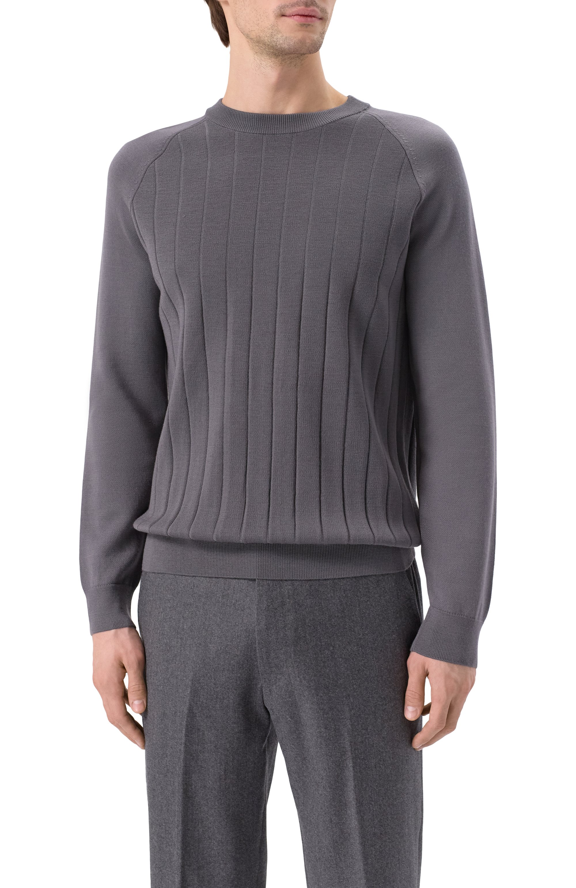 Джемпер из шерсти и лиоцелла BOSS темно-серого цвета по цене 29950 руб., арт. 50531162, фото 3 Джемпер из шерсти и лиоцелла BOSS, арт. 50531162, фото 3