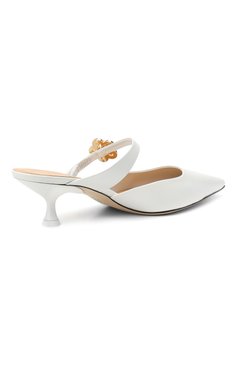 Женские кожаные мюли LOEWE белого цвета, арт. L814S01X14 | Фото 4 (Материал внутренний: Натуральная кожа; Каблук тип: Фигурный; Каблук высота: Низкий; Подошва: Плоская; Материал сплава: Проставлено; Драгоценные камни: Проставлено; Материал внешний: Натуральная кожа)