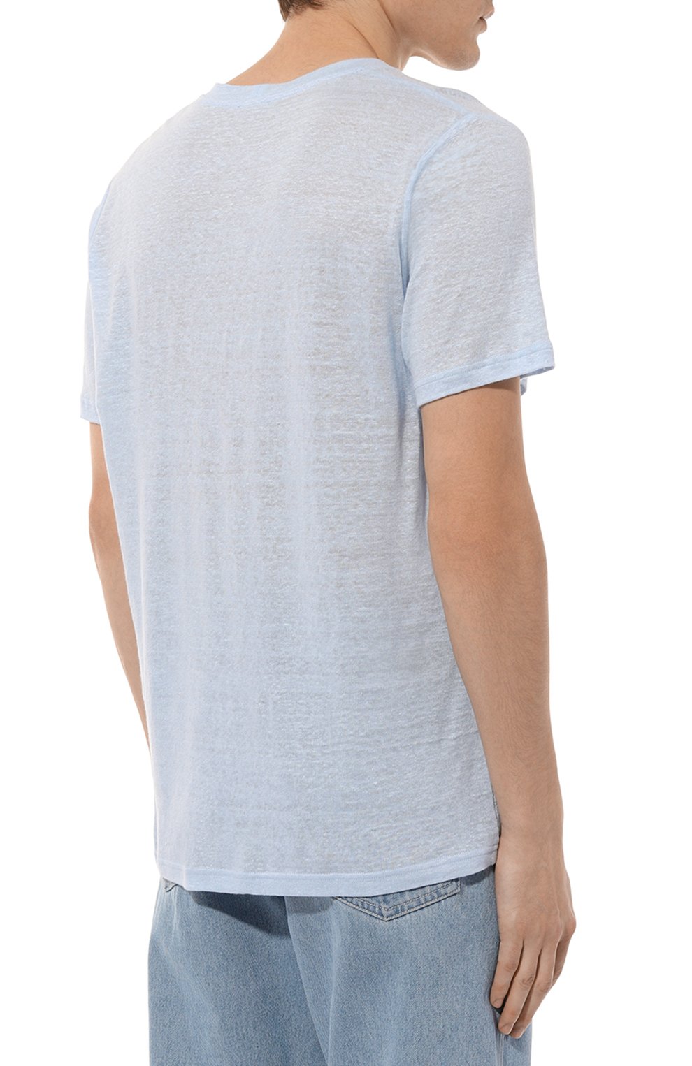 Льняная футболка ZIMMERLI светло-голубого цвета по цене 14950 руб., арт. 4310-S1369, фото 4 Льняная футболка ZIMMERLI, арт. 4310-S1369, фото 4