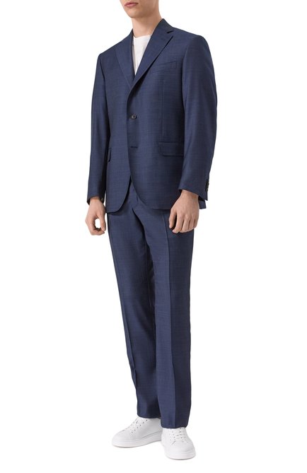Мужской шерстяной костюм CORNELIANI темно-синего цвета, арт. 256008-2517289_SET | Фото 2 (Материал внешний: Шерсть; Драгоценные камни: Проставлено; Длина (для топов): Стандартные; Материал сплава: Проставлено; Рукава: Длинные)