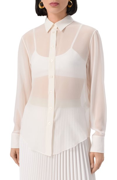 Шелковая рубашка LOUVE молочного цвета по цене 87000 руб., арт. 25-03-03-01-05-01-06, фото 3 Шелковая рубашка LOUVE, арт. 25-03-03-01-05-01-06, фото 3