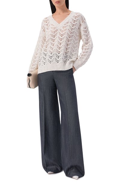 Хлопковый свитер MAX MARA STUDIO кремового цвета по цене 48750 руб., арт. MSTFELIN0, фото 2 Хлопковый свитер MAX MARA STUDIO, арт. MSTFELIN0, фото 2