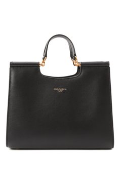 Женская сумка sicily shopper small DOLCE & GABBANA черного цвета, арт. BB7728/B7321 | Фото 1 (Драгоценные камни: Проставлено; Материал сплава: Проставлено; Материал: Натуральная кожа; Размер: small; Ремень/цепочка: На ремешке)