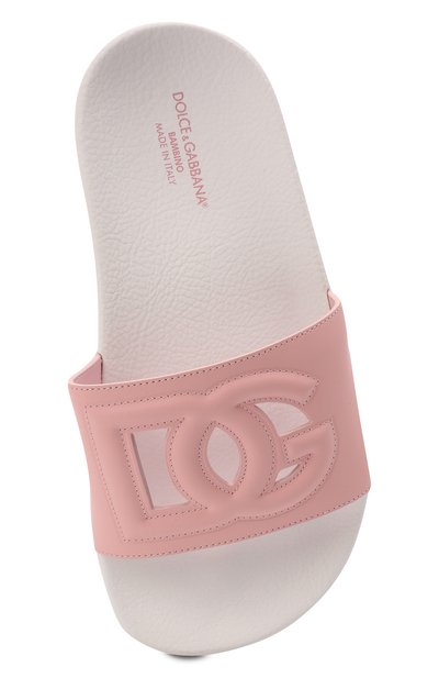 Кожаные шлепанцы DOLCE & GABBANA розового цвета по цене 17150 руб., арт. D11031/A1735/24-28, фото 4 Кожаные шлепанцы DOLCE & GABBANA, арт. D11031/A1735/24-28, фото 4