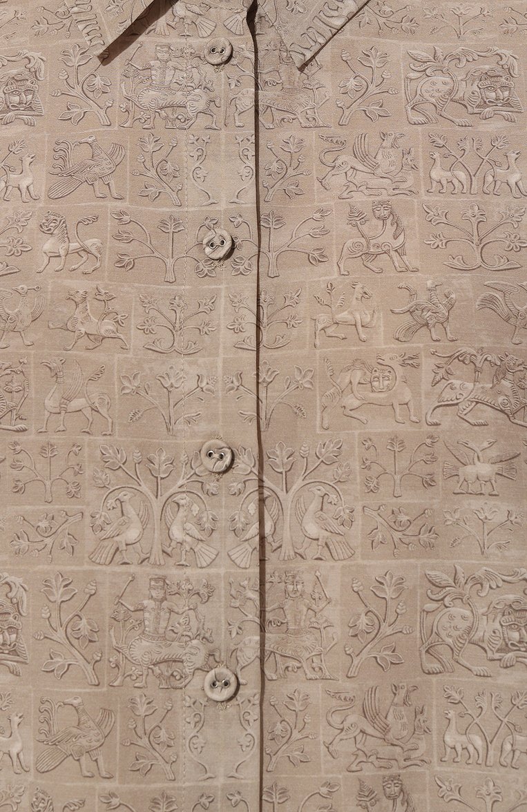 Женская рубашка из хлопка и шелка AKHMADULLINA бежевого цвета, арт. 1225.2BL829/C102 | Фото 5 (Материал внешний: Хлопок, Шелк; Рукава: Длинные; Длина (для топов): Стандартные; Стили: Классический; Принт: С принтом; Женское Кросс-КТ: Рубашка-одежда; Автоматизация ТО: Проставлено; Автоматизация состава: Проставлено)