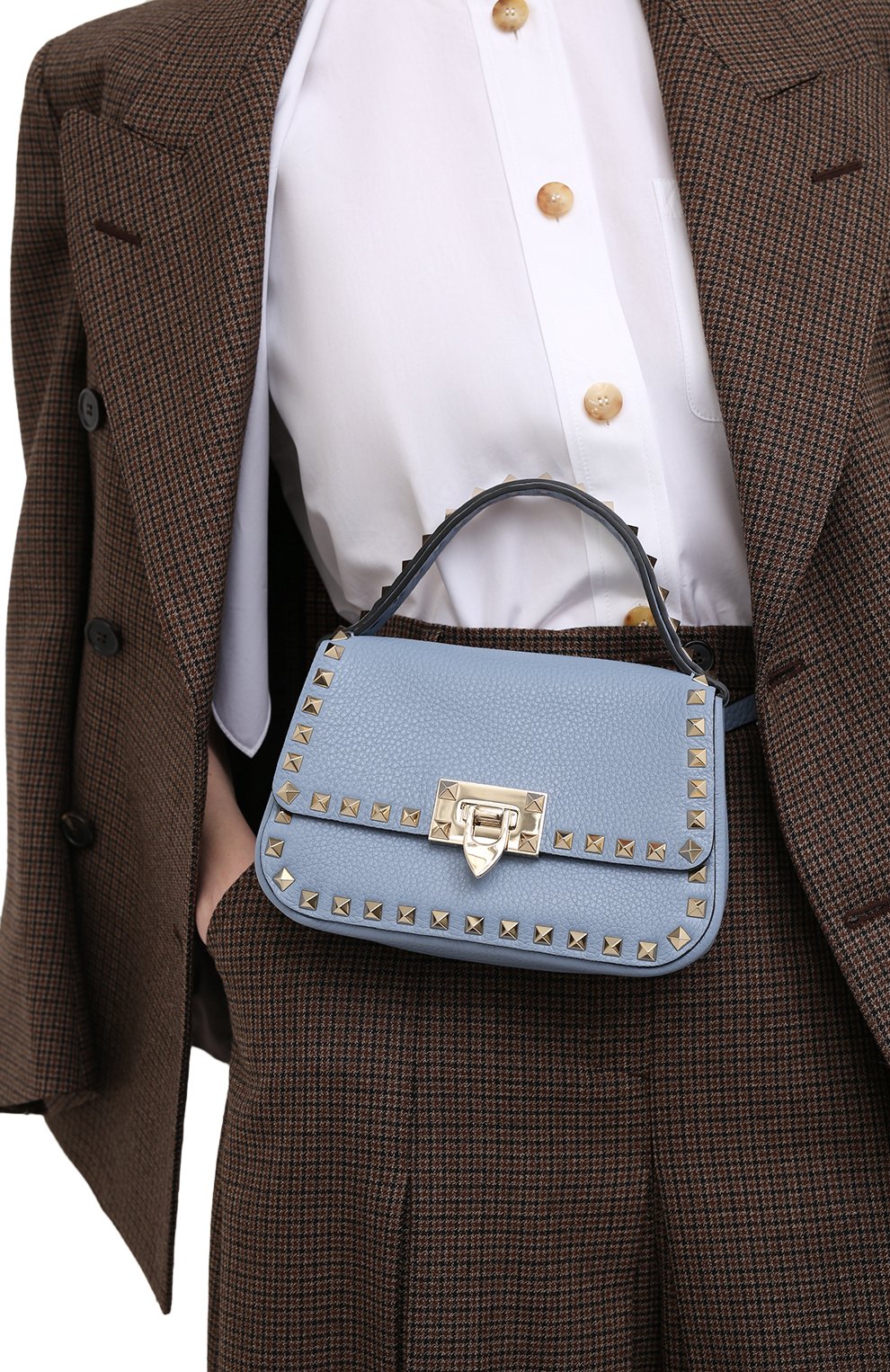 Сумка rockstud small VALENTINO голубого цвета по цене 208500 руб., арт. VW2B0I52/VSF, фото 7 Сумка rockstud small VALENTINO, арт. VW2B0I52/VSF, фото 7