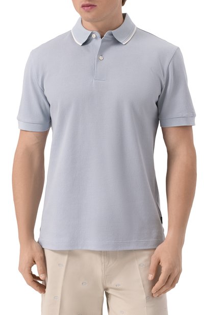 Хлопковое поло BOSS светло-голубого цвета по цене 17950 руб., арт. 50527650, фото 3 Хлопковое поло BOSS, арт. 50527650, фото 3