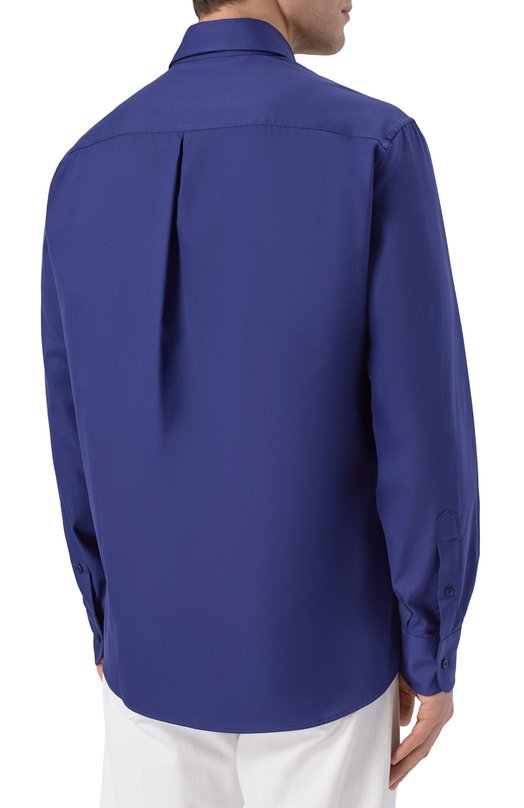 Хлопковая рубашка Brunello Cucinelli MW6040621 Синий  MW6040621 Фото 4
