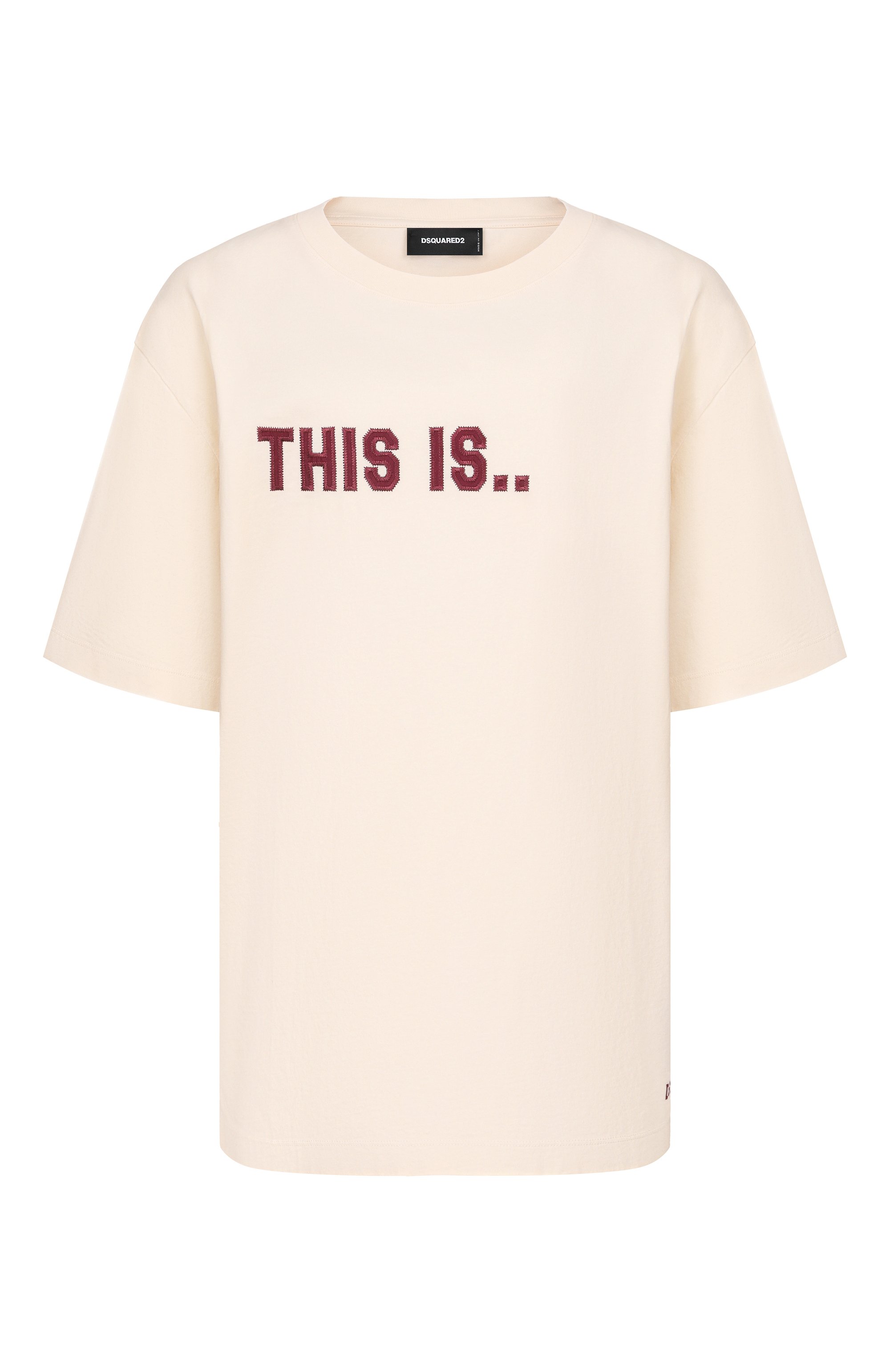 Хлопковая футболка DSQUARED2 кремового цвета по цене 35100 руб., арт. S75GD0521/D20108, фото 1 Хлопковая футболка DSQUARED2, арт. S75GD0521/D20108, фото 1