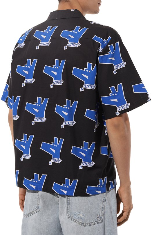 Хлопковая рубашка HUGO Blue Чёрный, фото 4