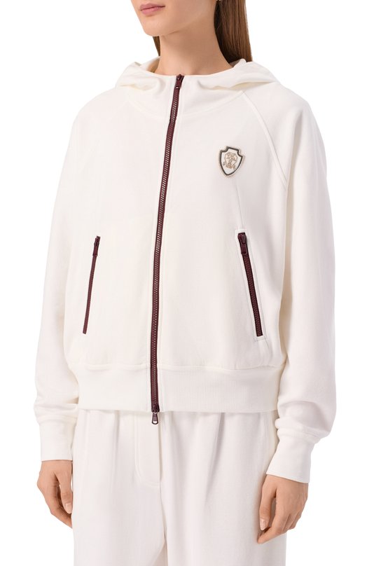 Хлопковая толстовка Brunello Cucinelli MG927VD106 Белый  MG927VD106 Фото 3