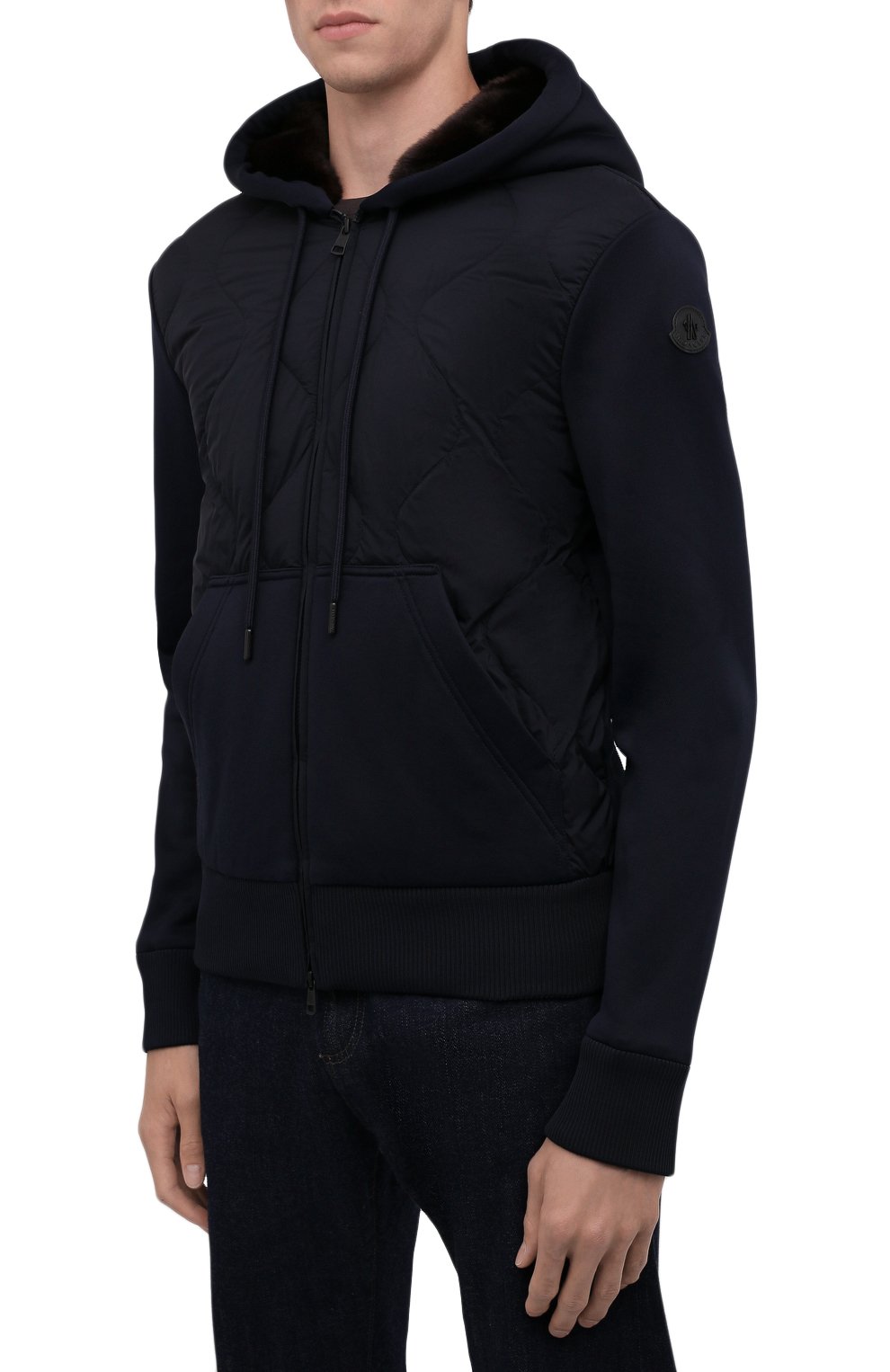 Комбинированная толстовка MONCLER темно-синего цвета по цене 121000 руб., арт. G2-091-8G000-13-899G9, фото 3 Комбинированная толстовка MONCLER, арт. G2-091-8G000-13-899G9, фото 3