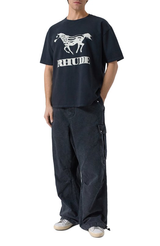 Хлопковая футболка Rhude RHFW25TT01012 Серый  RHFW25TT01012 Фото 2