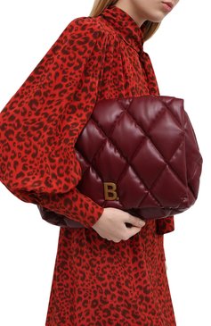 Женский клатч puffy BALENCIAGA бордового цвета, арт. 624947/1WN4M | Фото 2 (Материал: Натуральная кожа; Размер: large; Женское Кросс-КТ: Вечерняя сумка, Клатч-клатчи; Драгоценные камни: Проставлено; Материал сплава: Проставлено)