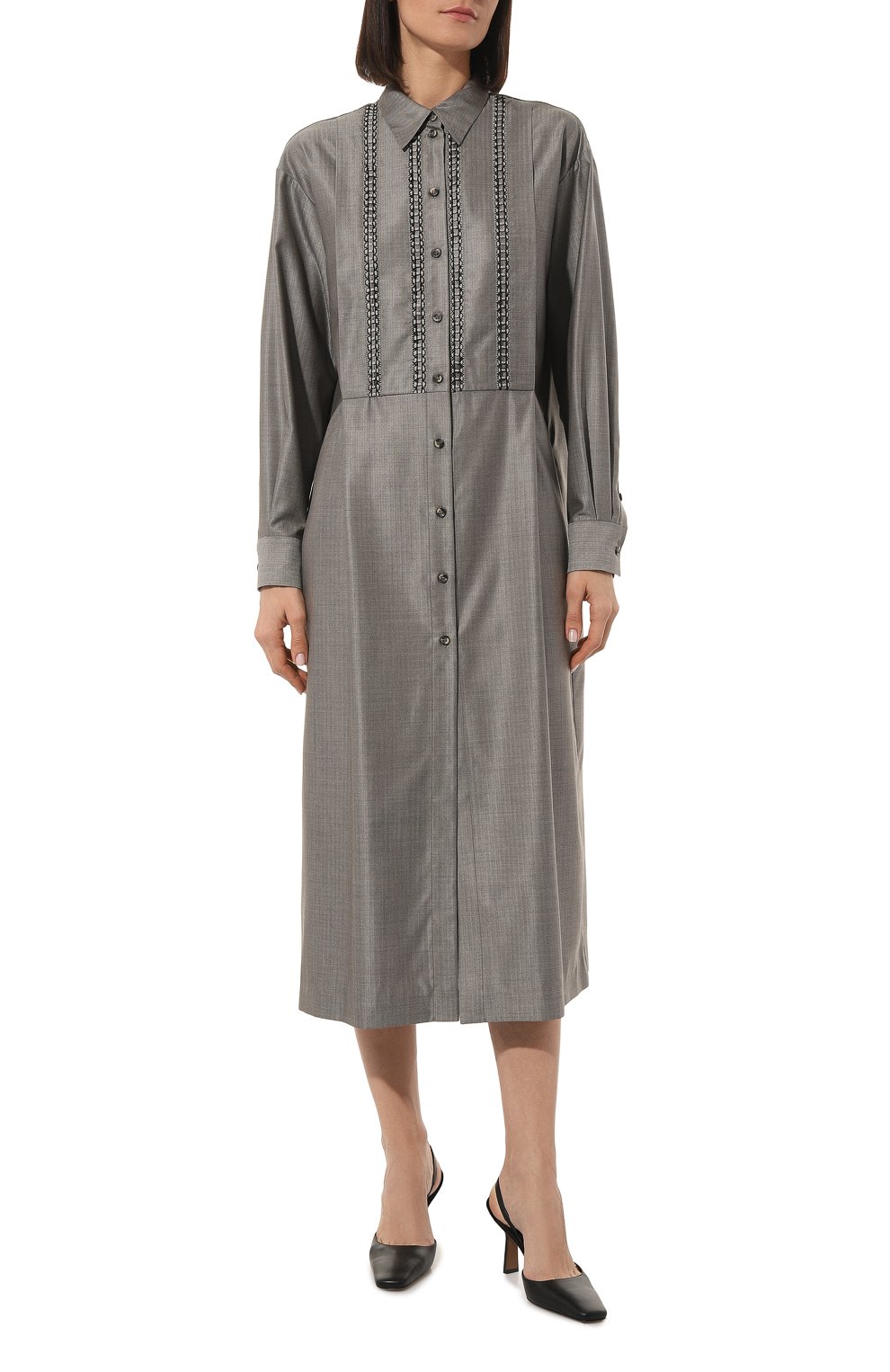 Платье из шерсти и шелка ALEXANDRA GEORGIEVA BY KRESTETSKAYA STROCHKA серого цвета по цене 65000 руб., арт. W161kp22, фото 3 Платье из шерсти и шелка ALEXANDRA GEORGIEVA BY KRESTETSKAYA STROCHKA, арт. W161kp22, фото 3