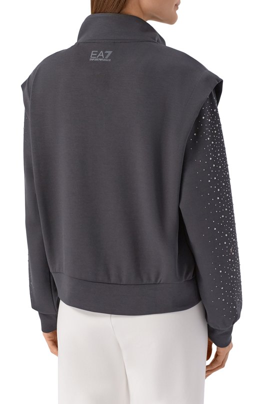 Толстовка с отделкой стразами EA7 7W001016/AF24375 Серый  7W001016/AF24375 Фото 4