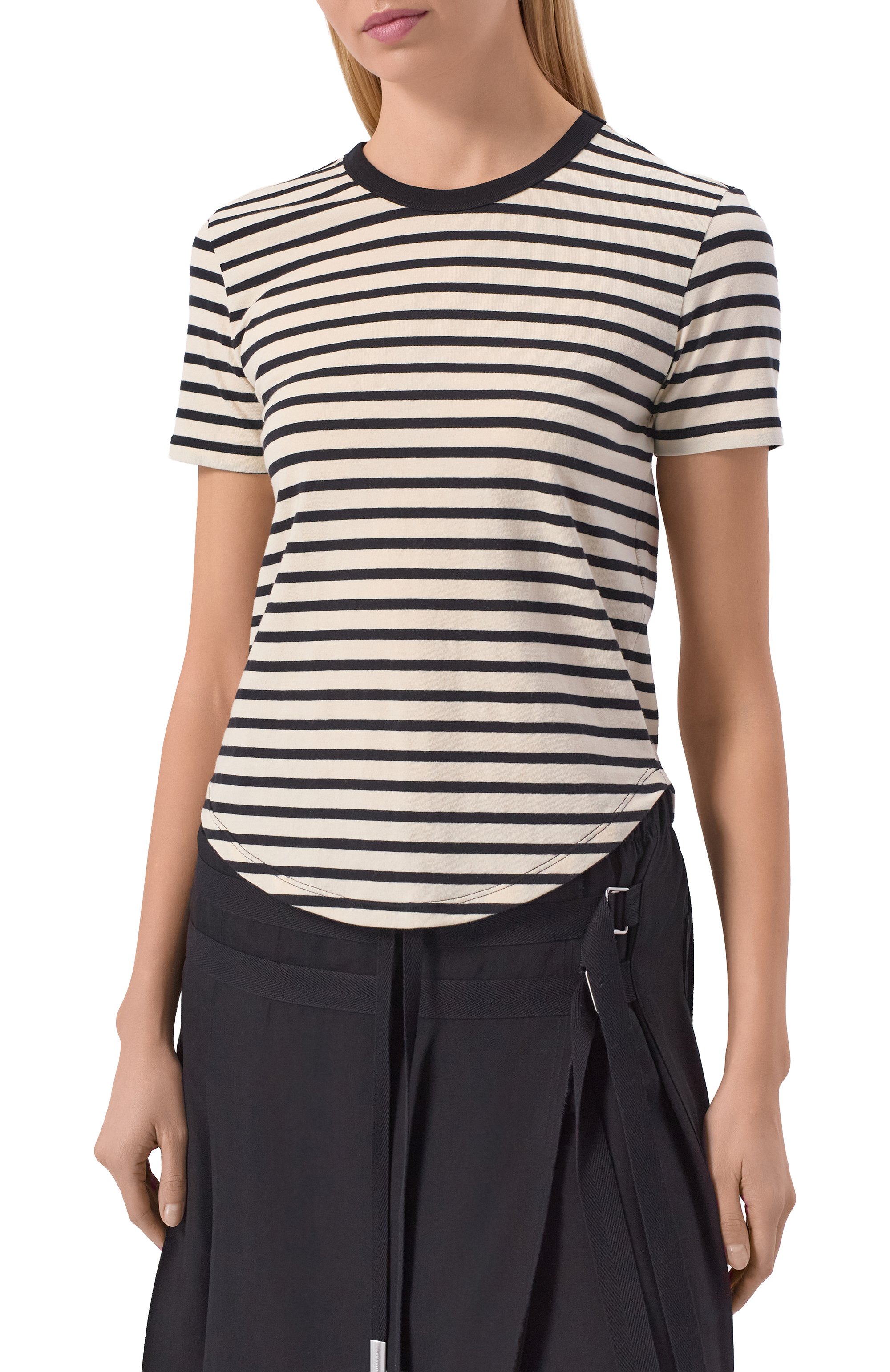 Хлопковая футболка ANN DEMEULEMEESTER черно-белого цвета по цене 32800 руб., арт. B0013839/FA717, фото 3 Хлопковая футболка ANN DEMEULEMEESTER, арт. B0013839/FA717, фото 3