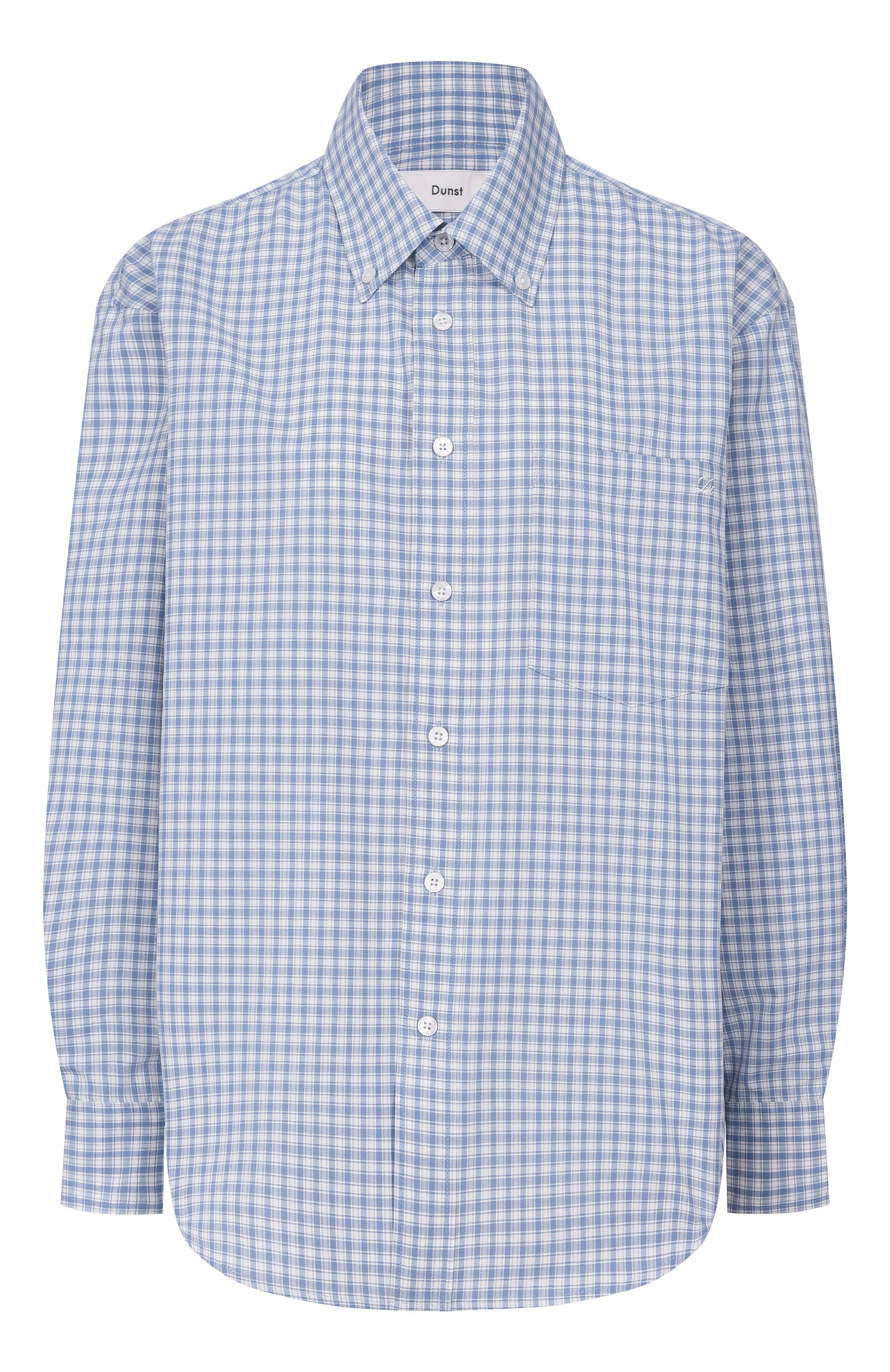 Хлопковая рубашка DUNST голубого цвета по цене 14650 руб., арт. UDSH6A115B1, фото 1 Хлопковая рубашка DUNST, арт. UDSH6A115B1, фото 1